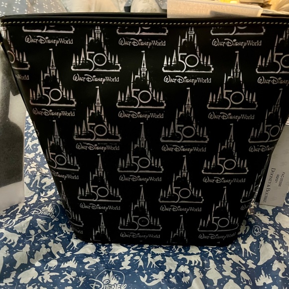 Disney Dooney & Bourke Bag - Walt Disney World 50th  Walt Disney World 50th Anniversary Black Leather Castle by Dooney & Bourke